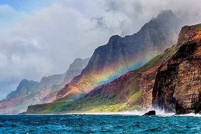 Rainbow seen from a zodiac Na Pali Coast.